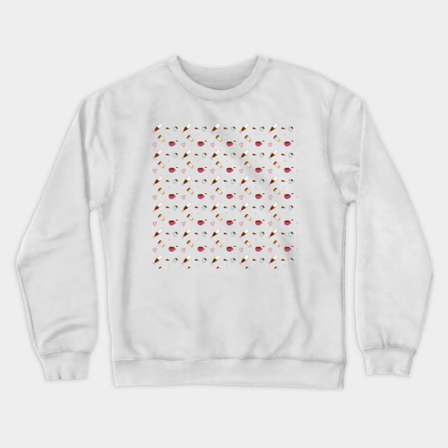 Coffee Cup Pattern Crewneck Sweatshirt by IstoriaDesign